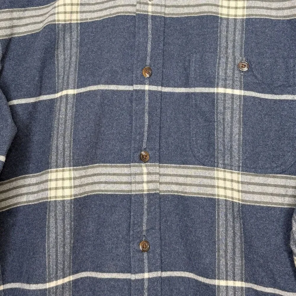 J. Crew Men’s Cotton Leather Flannel Plaid Shirt Size M Elbow Patches Blue